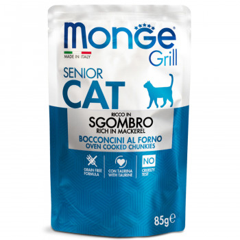 Monge Cat Grill Pouch паучи для пожилых кошек эквадорская макрель 85г