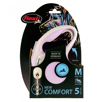 flexi рулетка NEW LINE Comfort М (до 20 кг) трос 5 м серый/розовый СКИДКА 30%