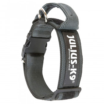 JULIUS-K9 ошейник для собак Color & Gray (38-53см/4см), с закрытой ручкой, черно-серый