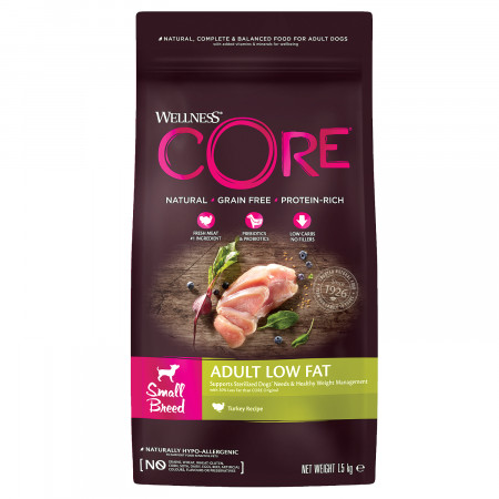 CORE Корм со сниженным содержанием жира из индейки с курицей для взрослых собак мелких пород 1,5 кг