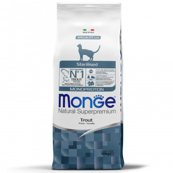 Monge Cat Monoprotein Sterilised корм для стерилизованных кошек с форелью 10 кг