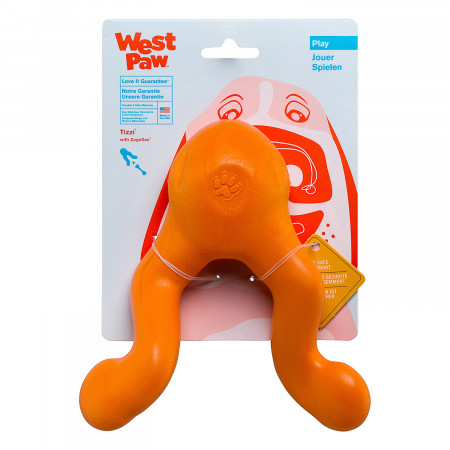 West Paw Zogoflex игрушка для собак Tizzi L для лакомств 16,5 см оранжевая