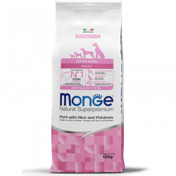 Monge Dog Monoprotein корм для собак всех пород свинина с рисом и картофелем 12 кг