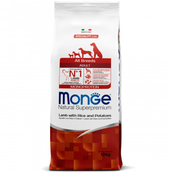 Monge Dog Monoprotein корм для собак всех пород ягненок с рисом и картофелем 12 кг