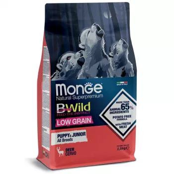 Monge Dog BWild LOW GRAIN Puppy & junior низкозерновой корм из мяса оленя для щенков всех пород 2,5 кг