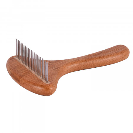 ISB BAMBOO UNDERCOAT RAKE расческа с бамбуковой ручкой и вращающимися зубцами