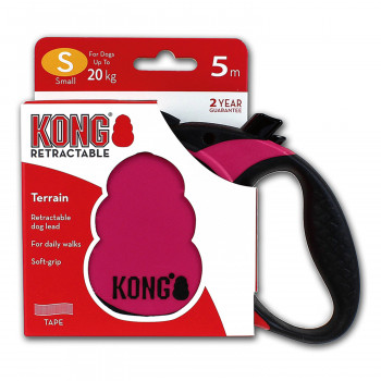 Рулетка KONG Terrain  для собак (весом до 20 кг), размер S, лента 5 метров, фуксия