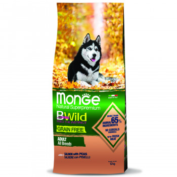 Monge Dog BWild GRAIN FREE беззерновой корм из лосося для взрослых собак всех пород 12 кг