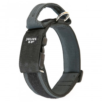 JULIUS-K9 ошейник для собак Color & Gray (38-53см/4см), с закрытой ручкой, черно-серый