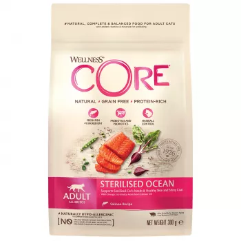 CORE корм из лосося для стерилизованных кошек и кастрированных котов 300 г