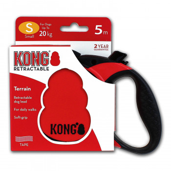 Рулетка KONG Terrain для собак (весом до 20 кг), размер S, лента 5 метров, красная