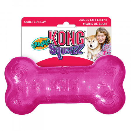 Игрушка KONG Squeezz для собак Crackle хрустящая косточка, размер M, 15х4 см, цвета в ассортименте
