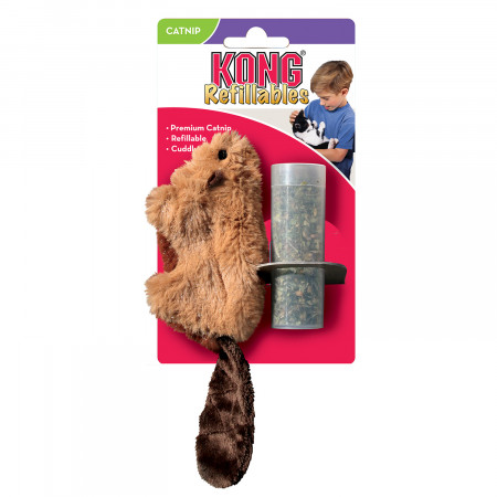 Игрушка KONG для кошек "Бобер", 15 см, плюш с тубом кошачьей мяты