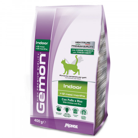 Gemon Cat Indoor корм для домашних кошек с курицей и рисом 400г