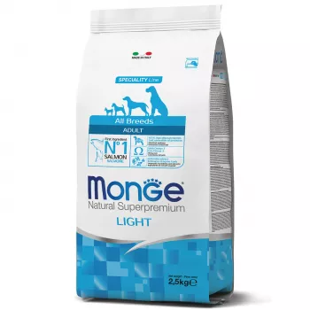 Monge Dog Speciality Light корм для собак всех пород низкокалорийный лосось с рисом 2,5 кг