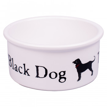 КерамикАрт миска керамическая для собак 600 мл, BLACK DOG белая