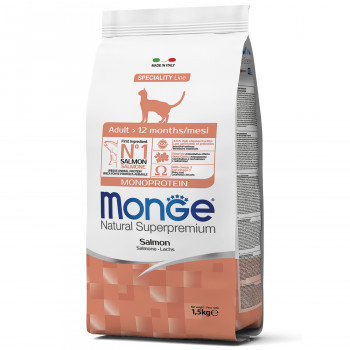 Monge Cat Monoprotein корм для взрослых кошек с лососем 1,5 кг