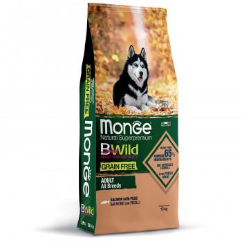 Monge Dog BWild GRAIN FREE беззерновой корм из лосося для взрослых собак всех пород 12 кг