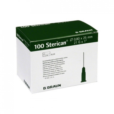 B.Braun Игла пункционная Стерикан 21G/0.80 мм, 25 мм (упак 100 шт)