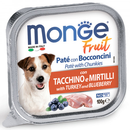 Monge Dog Fruit консервы для собак индейка с черникой 100г