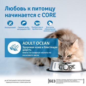 CORE корм из лосося с тунцом для взрослых кошек 300 г