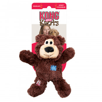 Игрушка KONG WildKnots для собак мелких пород "Мишка" 10 см, плюш с канатом внутри, в ассортименте