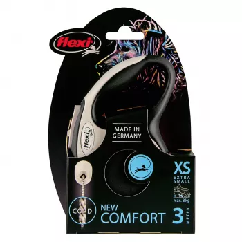 flexi рулетка NEW LINE Comfort XS (до 8 кг) трос 3 м серый/черный