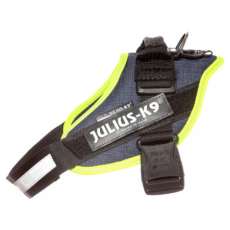 JULIUS-K9 шлейка для собак IDC®-Powerharness 0 (58-76см/ 14-25кг), джинса-зеленый неон