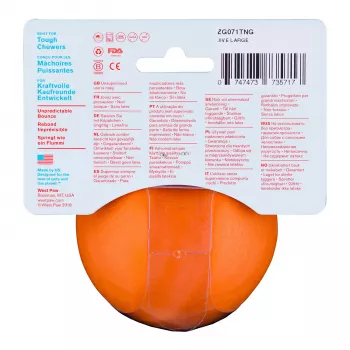 West Paw Zogoflex игрушка для собак мячик Jive L 8 см оранжевый