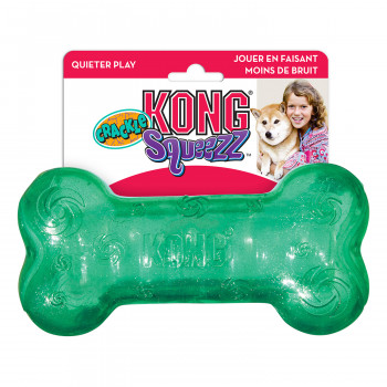 Игрушка KONG Squeezz для собак Crackle хрустящая косточка, размер M, 15х4 см, цвета в ассортименте