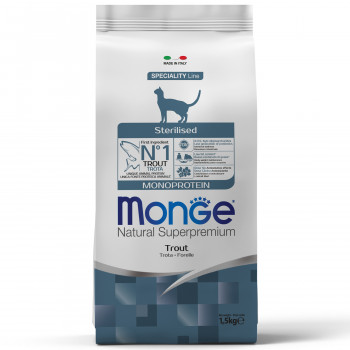 Monge Cat Monoprotein Sterilised Trout корм для стерилизованных кошек с форелью 1,5 кг