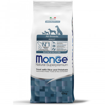 Monge Dog Monoprotein корм для собак всех пород форель с рисом и картофелем 12 кг