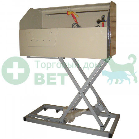 ТД ВЕТ Ванна для мытья животных VETBOT полипропилен, электропривод 1300x600x805-1350h, с дверцей и душем (каркас серый)