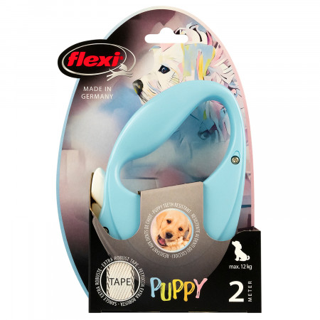 flexi рулетка Puppy (до 12 кг) 2 м лента светло-голубая СКИДКА 30%