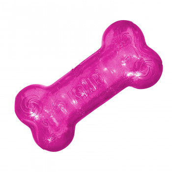 Игрушка KONG Squeezz для собак Crackle хрустящая косточка, размер M, 15х4 см, цвета в ассортименте