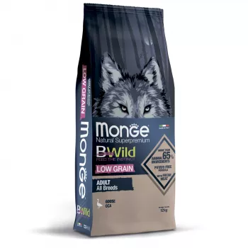 Monge Dog BWild LOW GRAIN низкозерновой корм из мяса гуся для взрослых собак всех пород 12 кг
