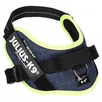 JULIUS-K9 шлейка для собак IDC®-Powerharness S/Mini (49-67см/ 7-15кг), джинса-зеленый неон