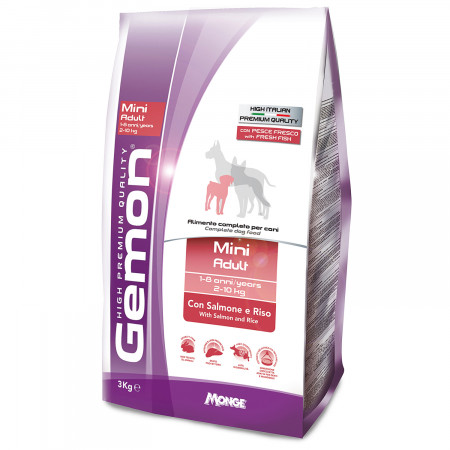 Gemon Dog Mini корм для взрослых собак мелких пород лосось с рисом 3 кг