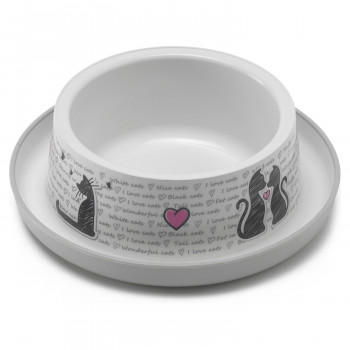 Moderna Cats in Love миска пластиковая нескользящая 350 мл, серо-белая