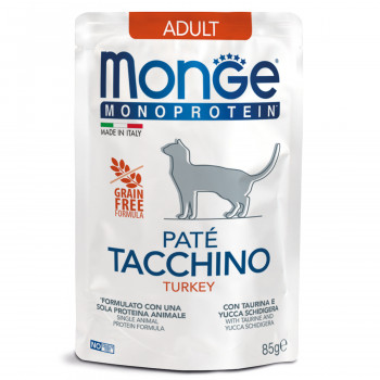 Monge Cat Monoprotein Pouch паучи для кошек индейка 85г
