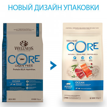 CORE корм из лосося с тунцом для взрослых кошек 1,75 кг
