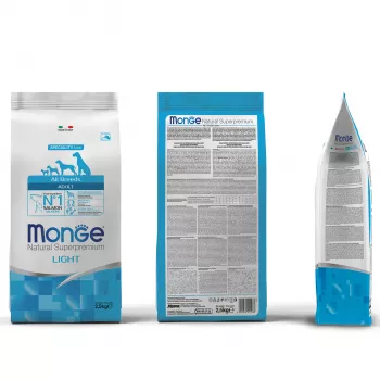 Monge Dog Speciality Light корм для собак всех пород низкокалорийный лосось с рисом 2,5 кг