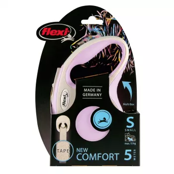 flexi рулетка NEW LINE Comfort S (до 15 кг) лента 5 м серый/розовый