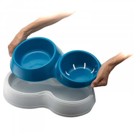 BAMA PET миска для собак двойная CIOTOLOTTO M 1500-1200 мл 44х57х12h см, синяя
